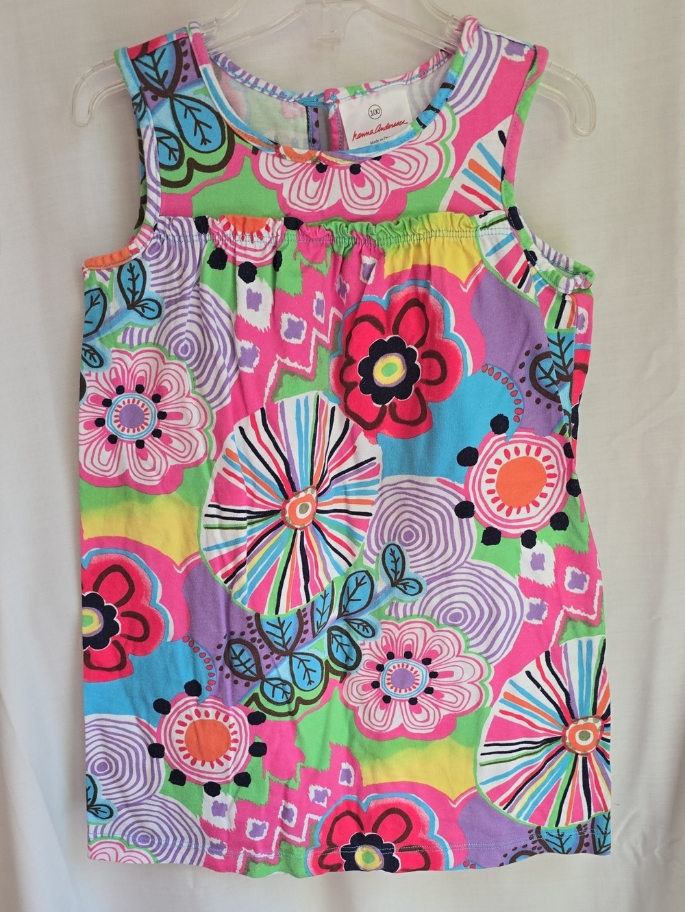Hanna Andersson Bright Pink Multicolor Floral Tank Dress